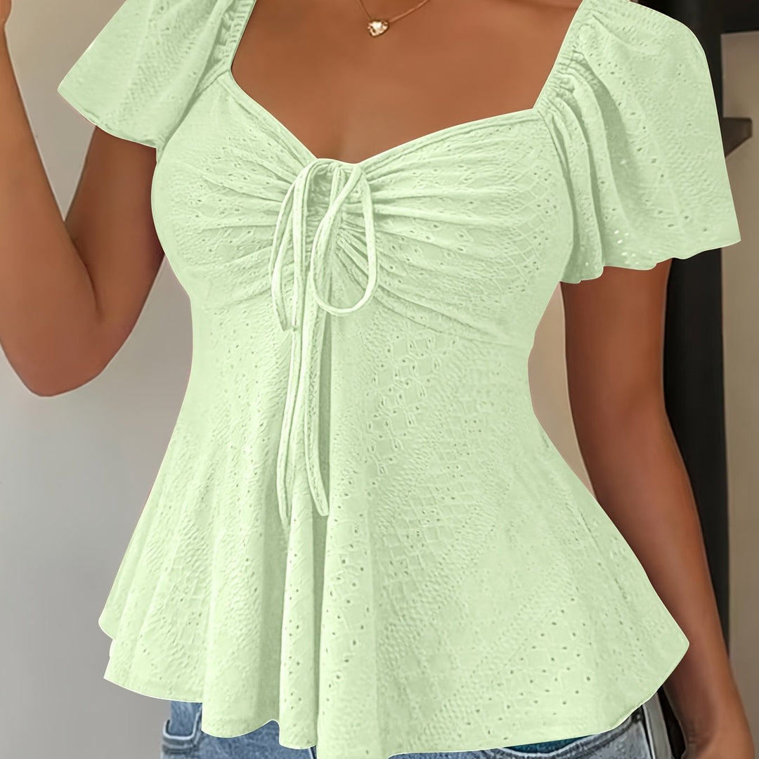 Juliet | Textured Drawstring Peplum Top