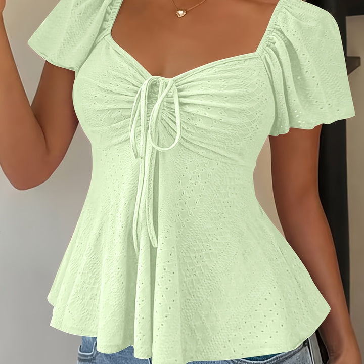 Juliet | Textured Drawstring Peplum Top
