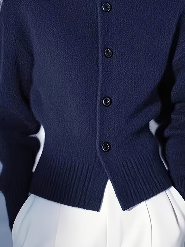 Elspeth | Buttoned Mock-Neck Cardigan