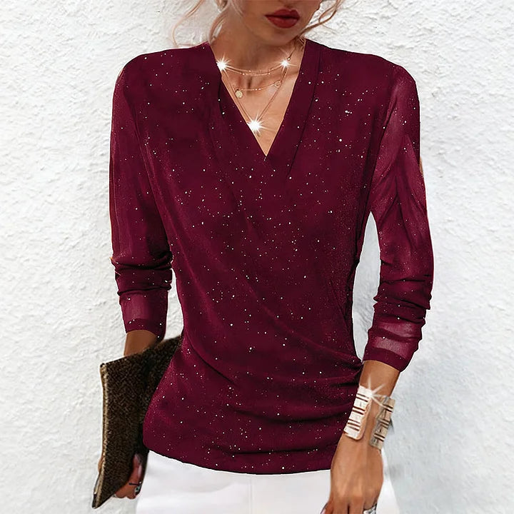 Maribel | Elegant Draped V Neck Blouse