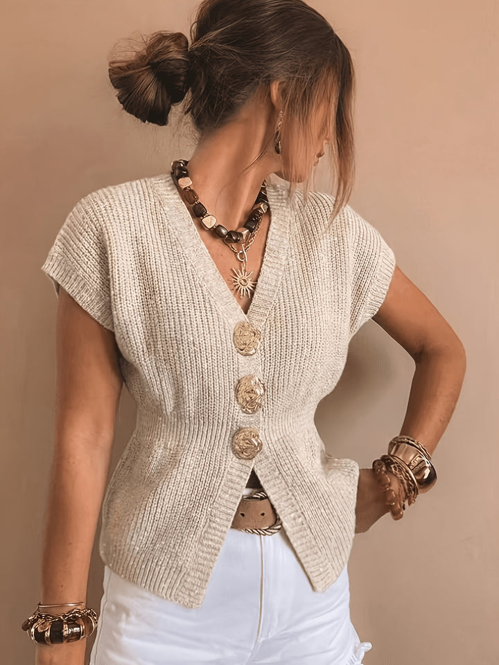 Rachel | Button-Front Knit Top