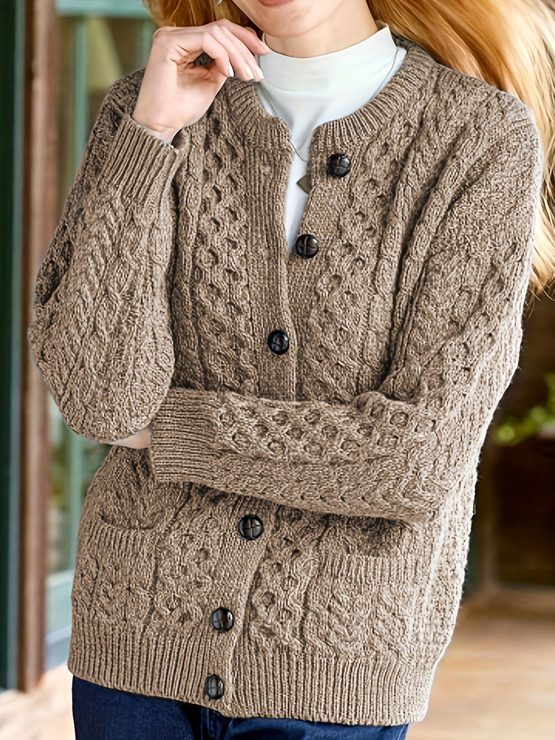 Annalise | Cable-Knit Button Cardigan