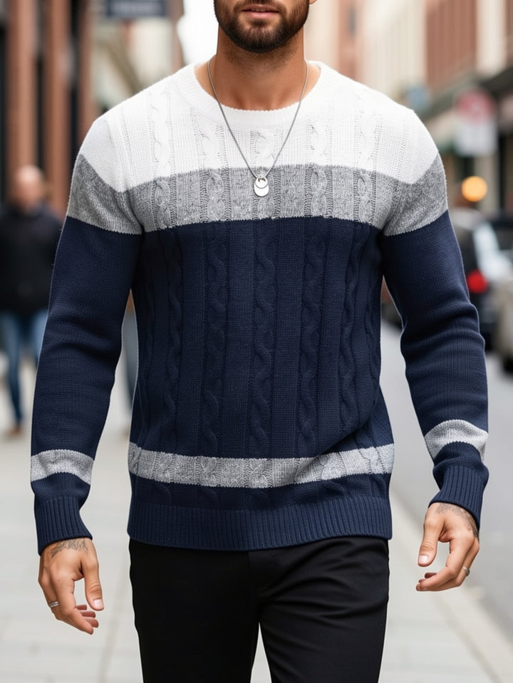Rory | Colour-Block Cable Knit Sweater