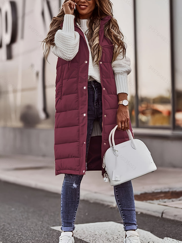 Lillian | Hooded Longline Quilted Vest