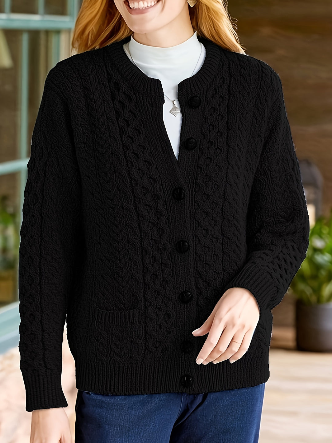 Annalise | Cable-Knit Button Cardigan