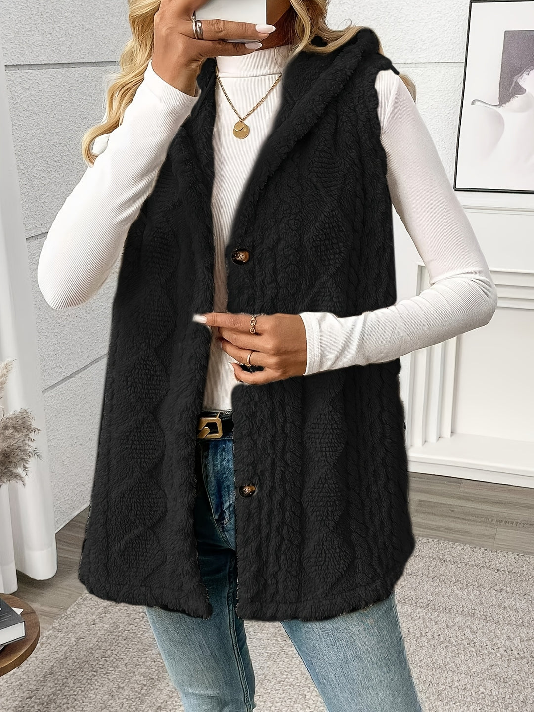 Greta | Cozy Hooded Button-Front Vest