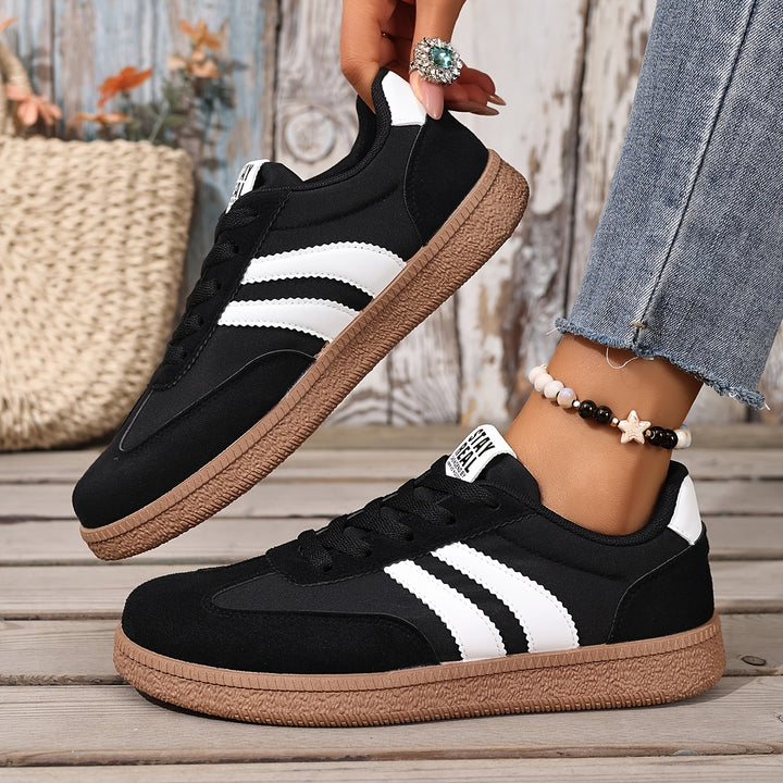 Seraphina | Retro Striped Lace-Up Sneakers