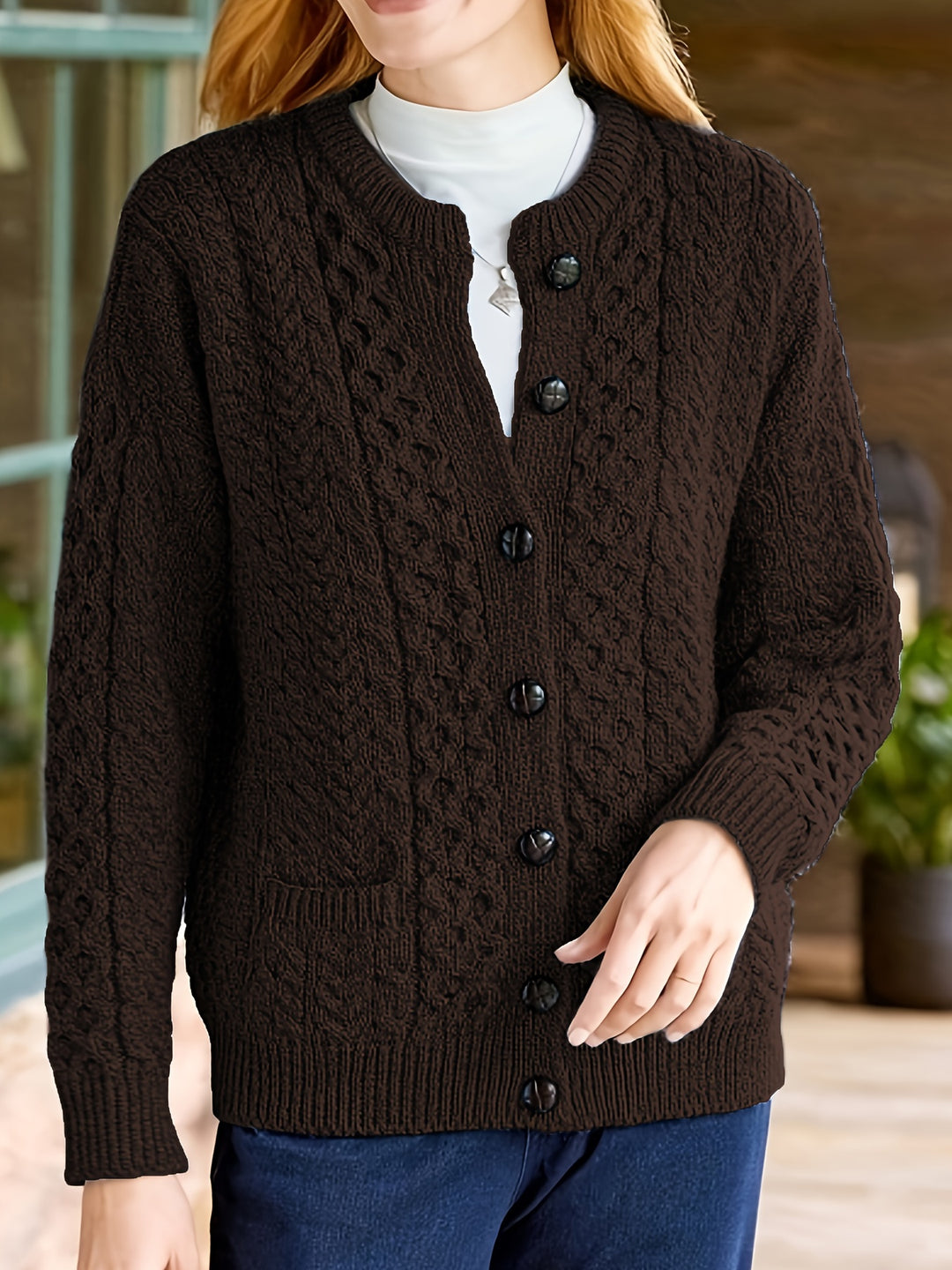 Annalise | Cable-Knit Button Cardigan