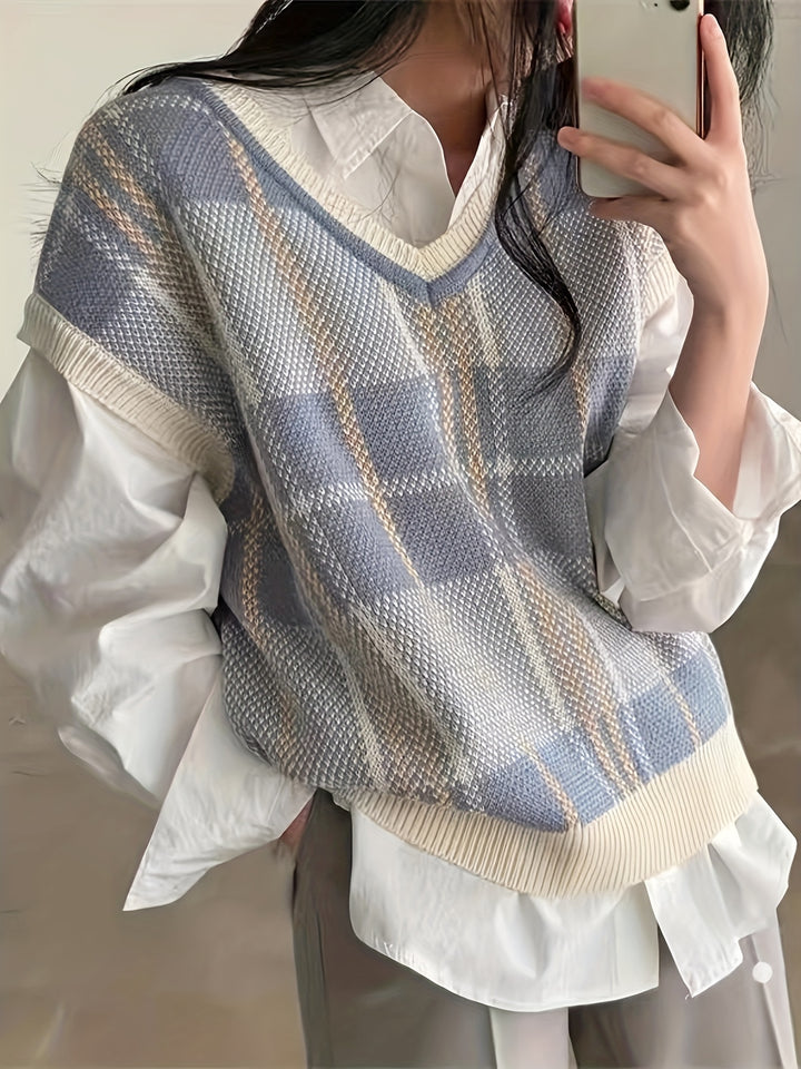 Prudence | Argyle V-Neck Sweater Vest