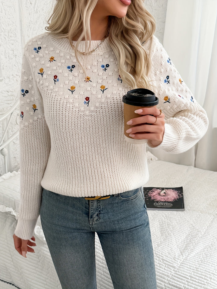 Delilah | Floral Embroidered Knit Sweater
