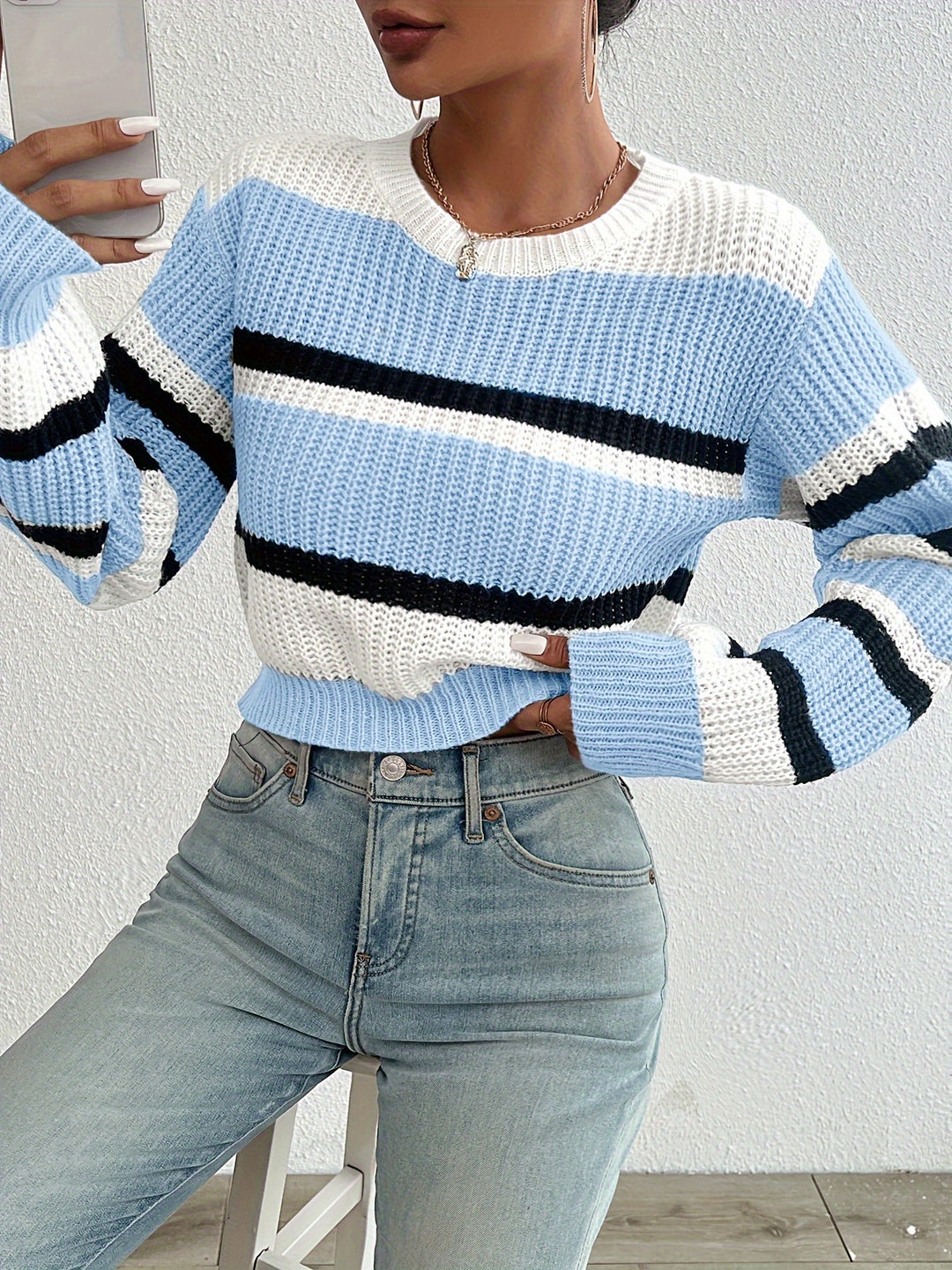 Whitney | Striped Round-Neck Sweater