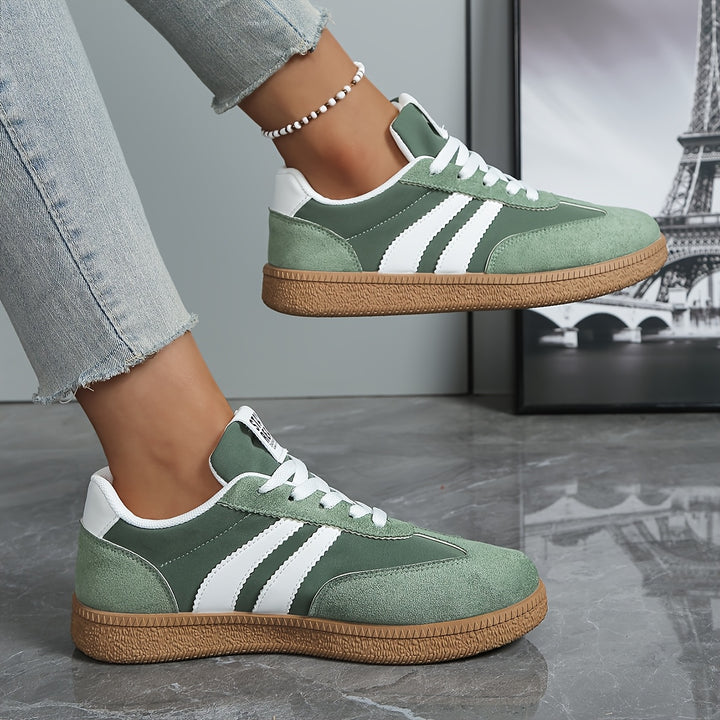 Seraphina | Retro Striped Lace-Up Sneakers