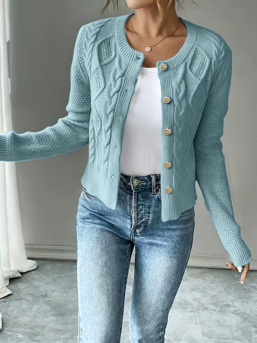 Matilda | Cable-Knit Button-Front Cardigan
