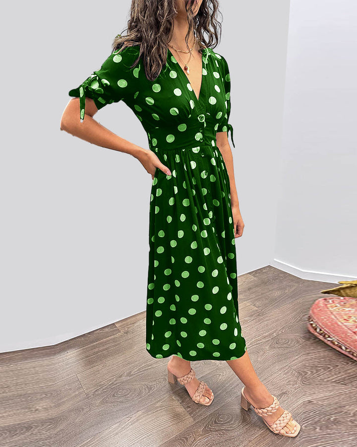 Amara | Elegant Polka Dot Midi Dress