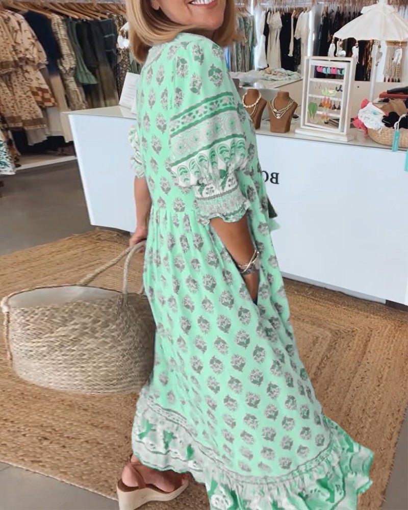 Mana | Elegant Floral V Neck Dress