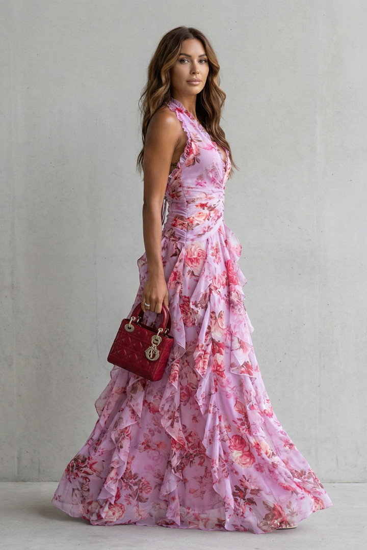 Florence | Ruffled Halter Maxi Dress