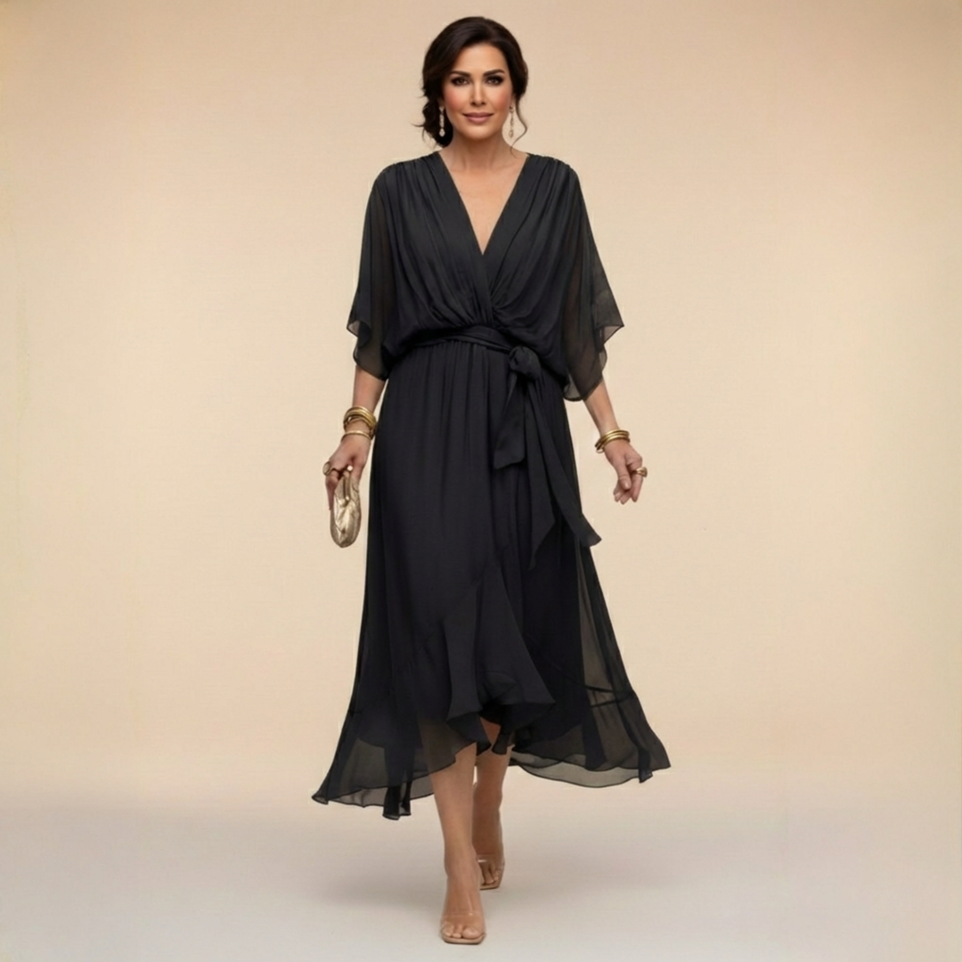 Abigail | Elegant Chiffon V Neck Dress