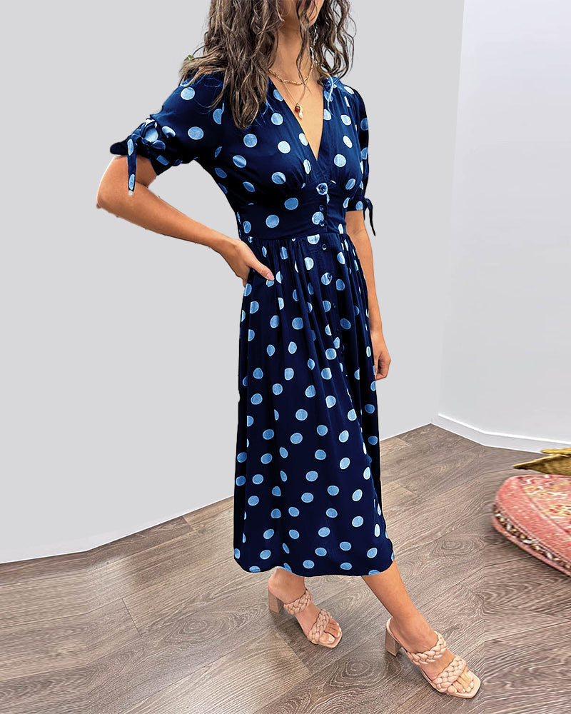 Amara | Elegant Polka Dot Midi Dress