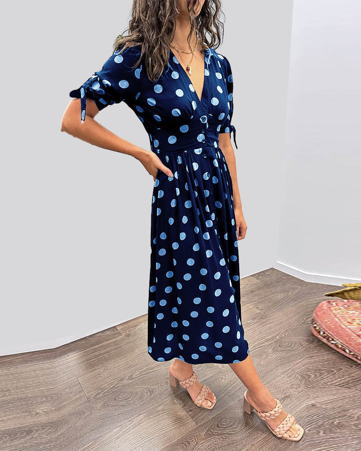 Amara | Elegant Polka Dot Midi Dress