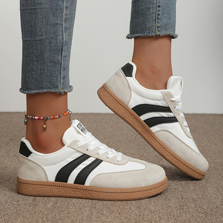 Seraphina | Retro Striped Lace-Up Sneakers