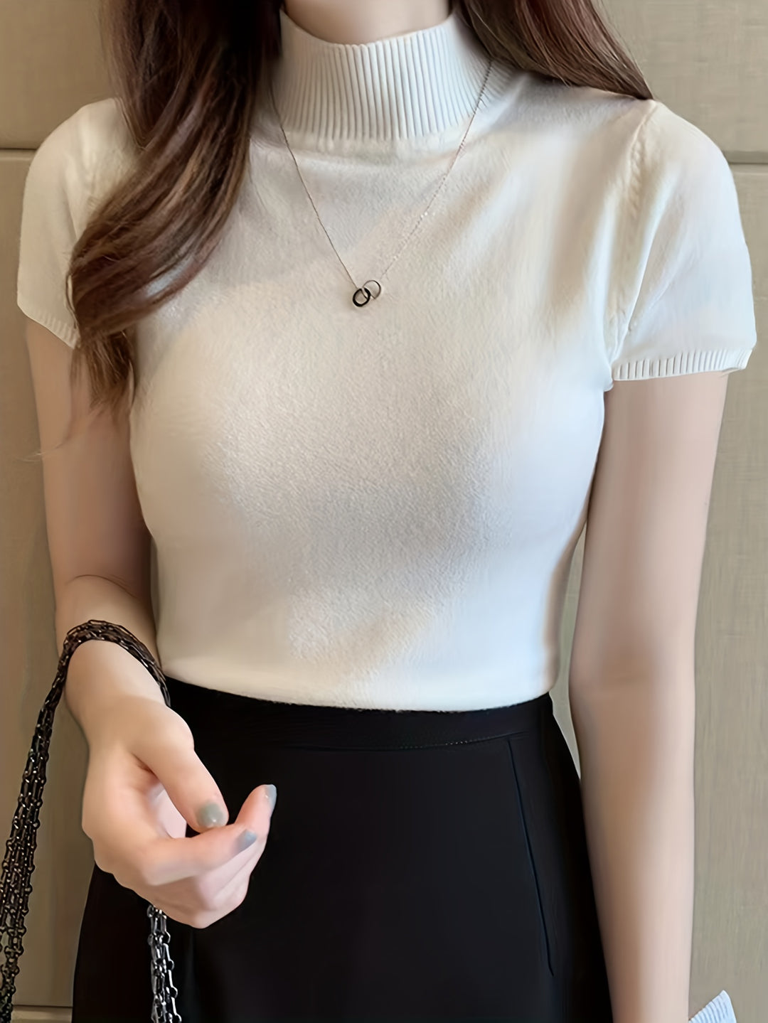 Marnie | Half-Turtleneck Short-Sleeve Top
