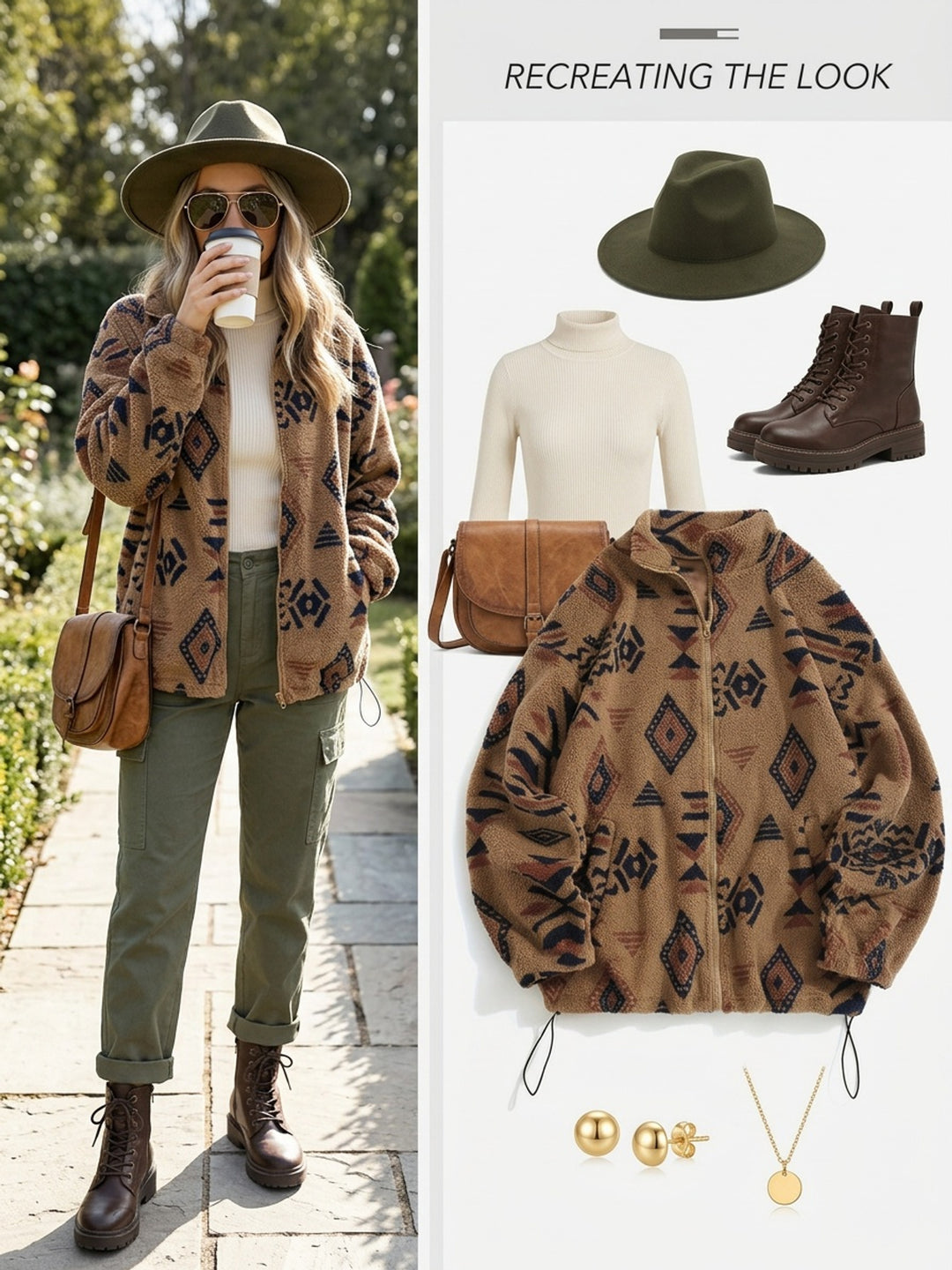 Dahlia | Patterned Plush Zip-Up Jacket