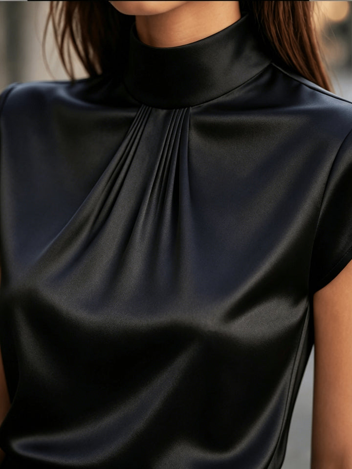 Arabella | Pleated Stand-Collar Blouse
