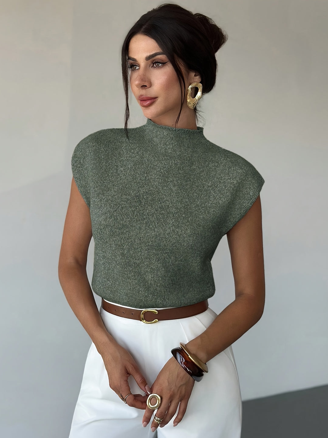 Simone | Refined Mock-Neck Knit Top