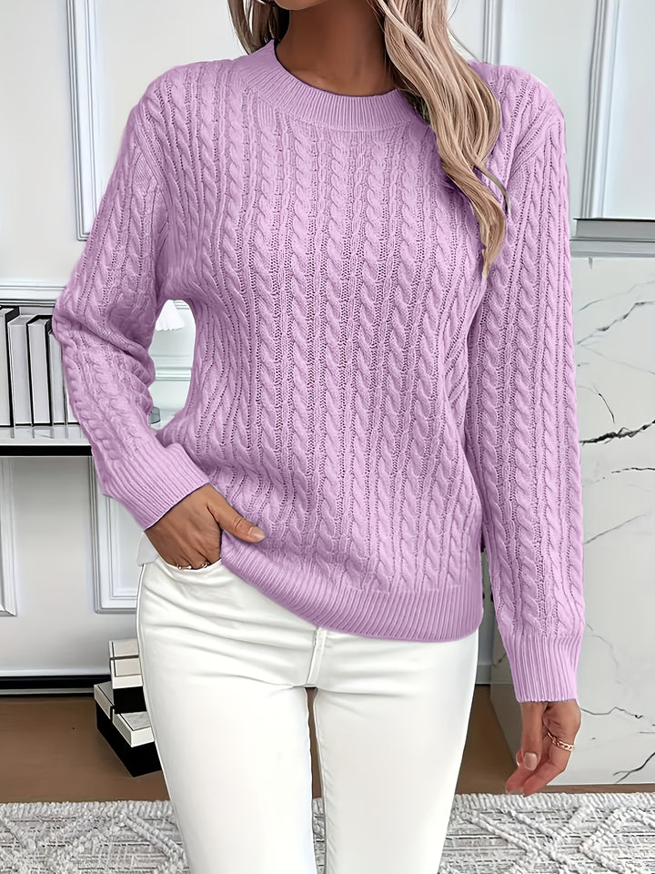 Elspeth | Cable-Knit Round Neck Sweater