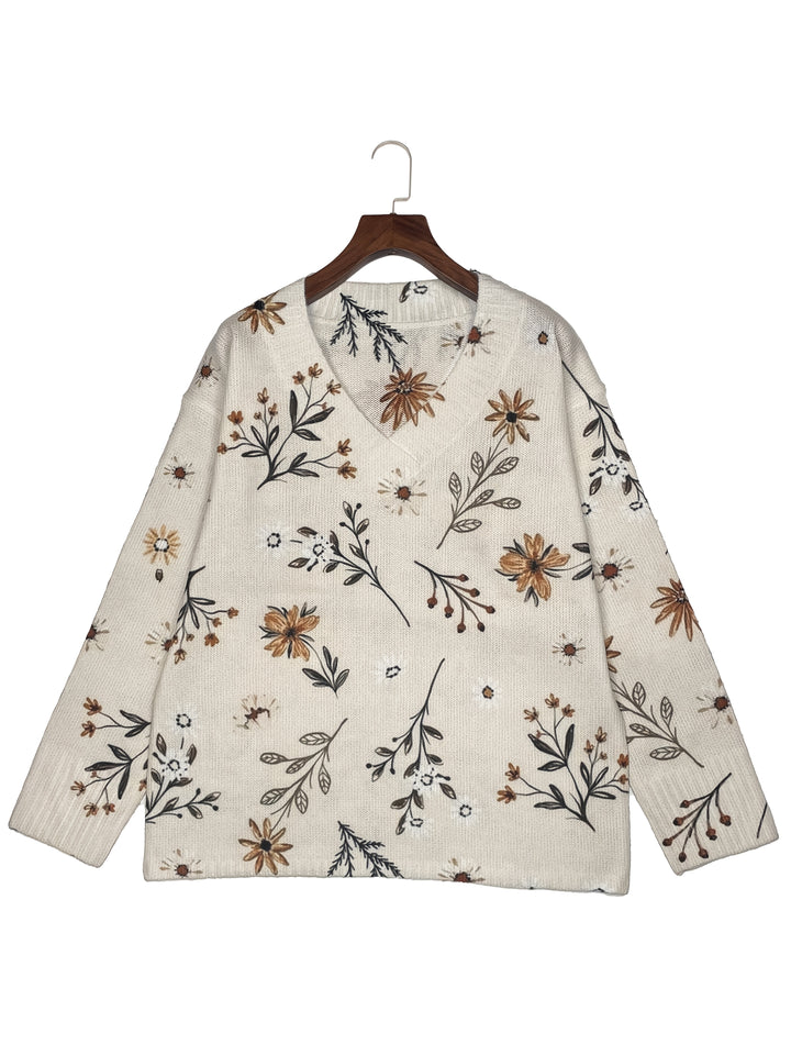 Magnolia | Floral V-Neck Sweater