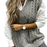 Genevieve | Cable-Knit V-Neck Sweater Vest