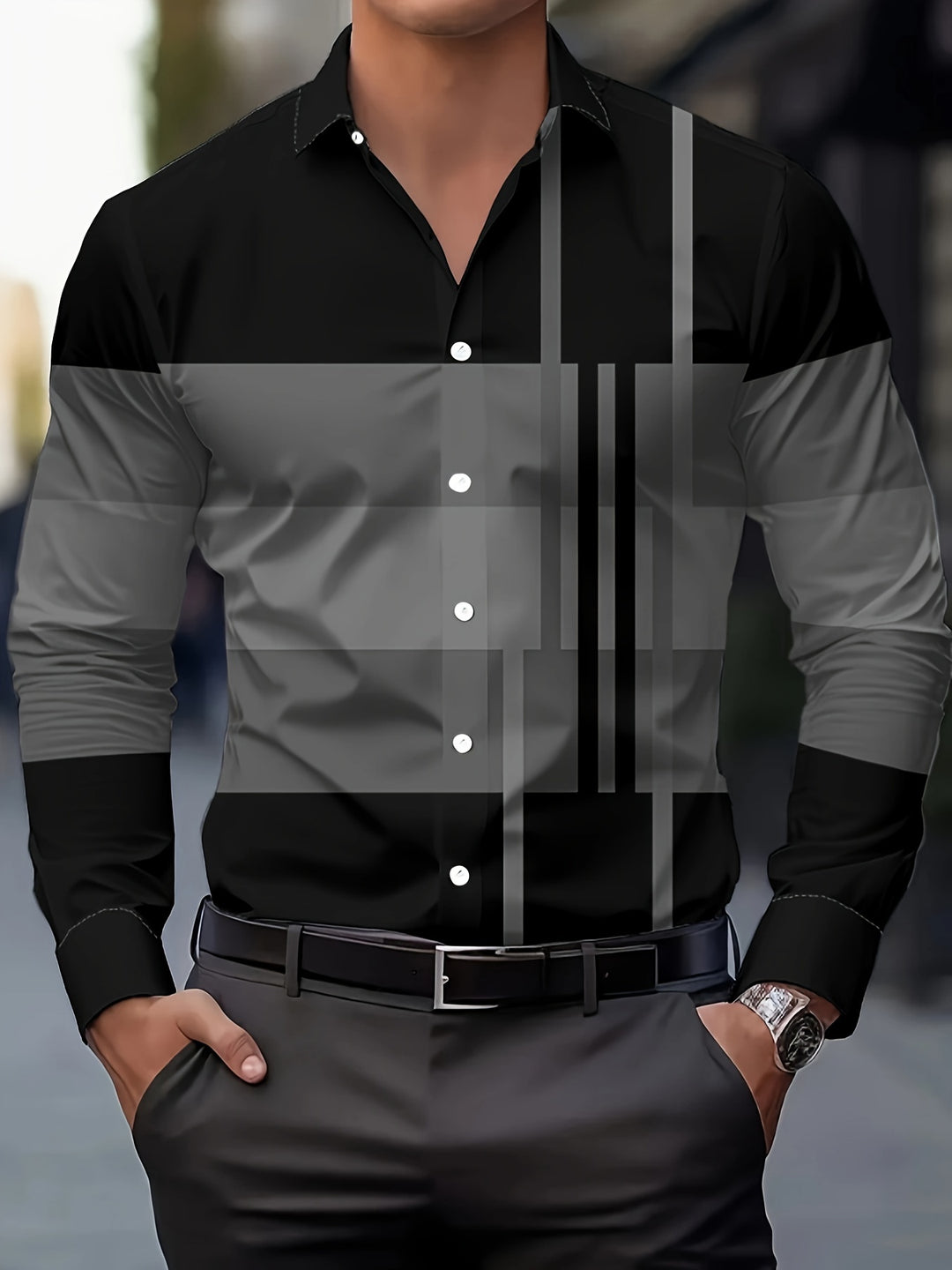 Nathan | Refined Colorblock Button-Up Shirt
