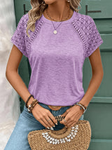 Tessa | Lace-Sleeve Round Neck Top