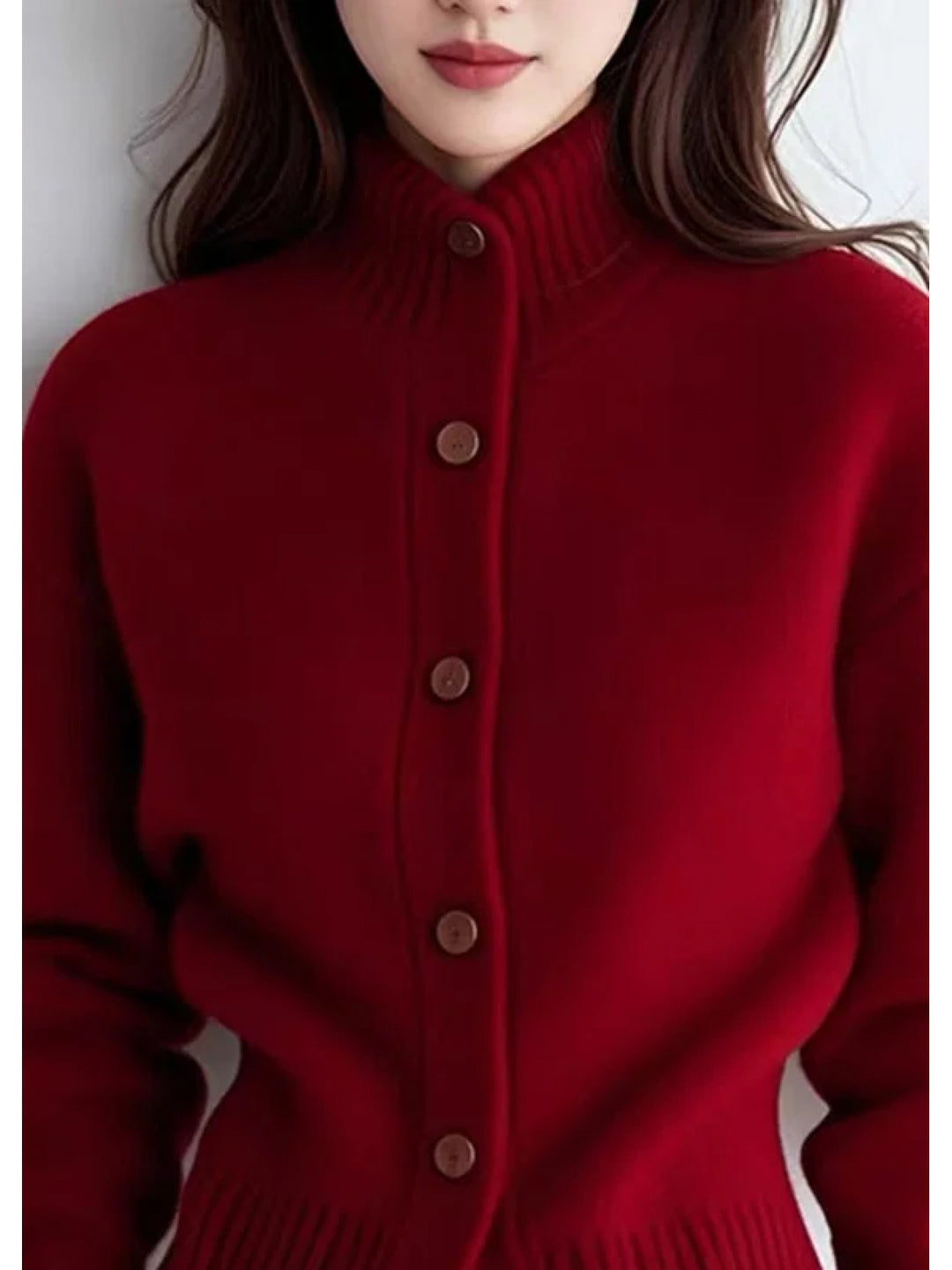 Elspeth | Buttoned Mock-Neck Cardigan