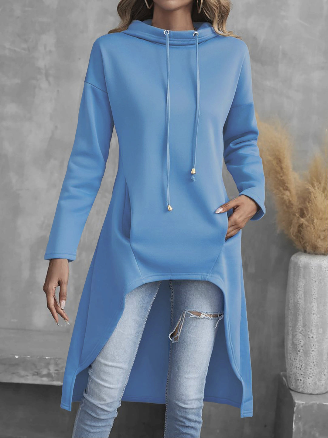 Gwendolyn | High-Low Drawstring Hoodie