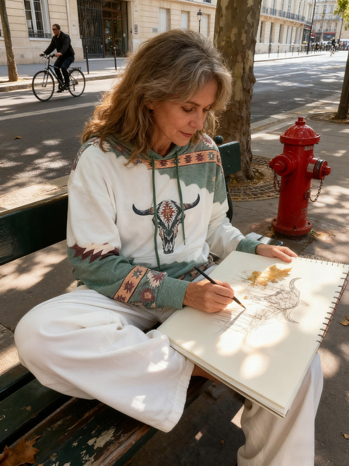 Heather | Western-Inspired Print Hoodie