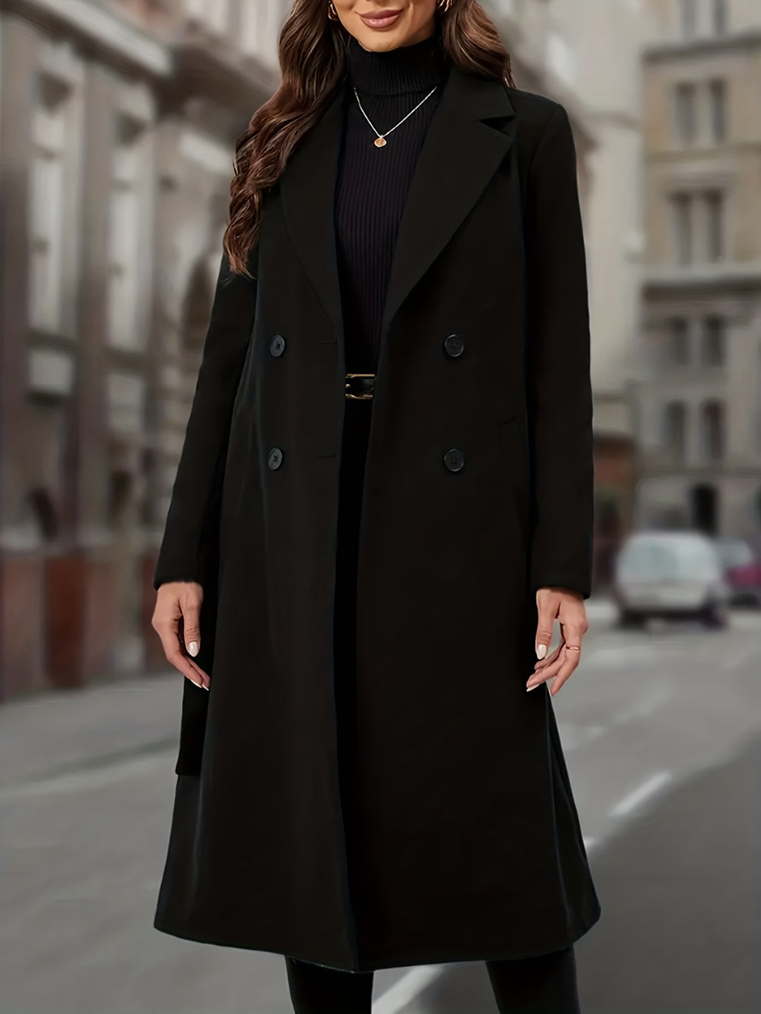 Selene | Tailored Double-Breasted Long Coat