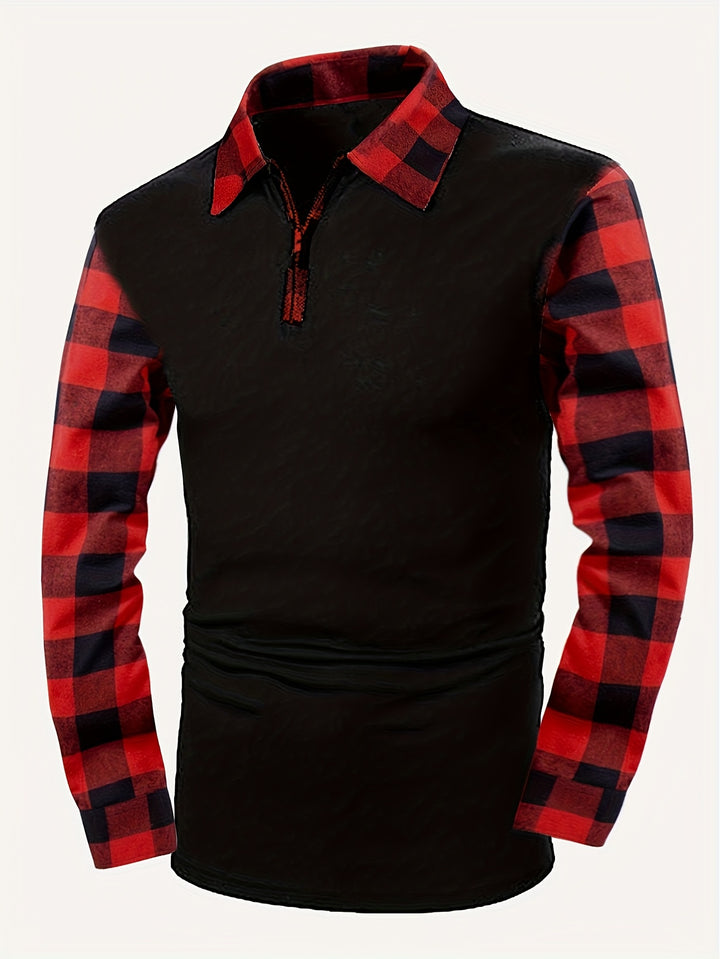 Donovan | Half-Zip Plaid-Sleeve Casual Shirt