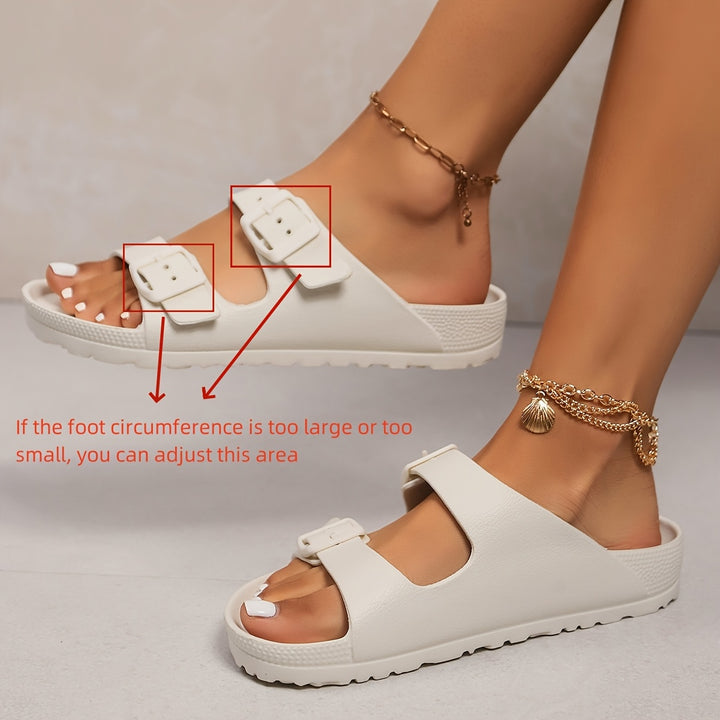 Sadie | Cushioned Double-Buckle Slide Sandals