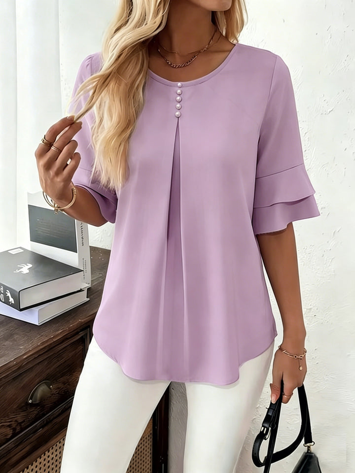 Annette | Flared-Sleeve Ruffle Top