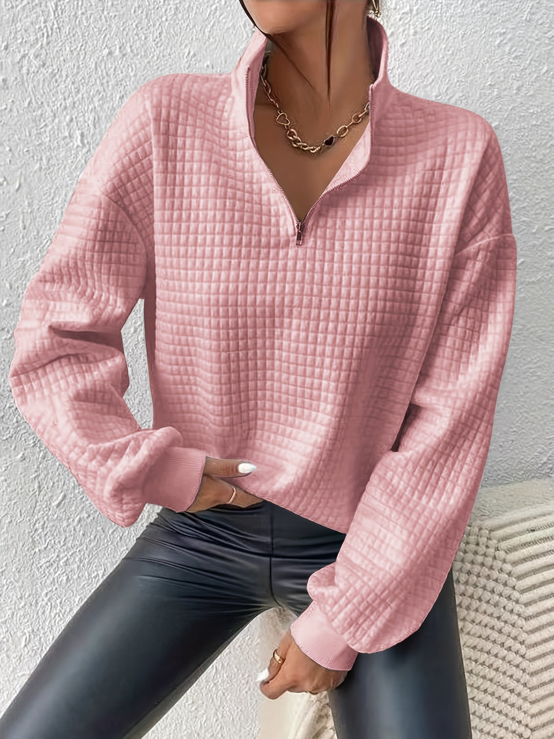 Corinna | Textured Half-Zip Pullover