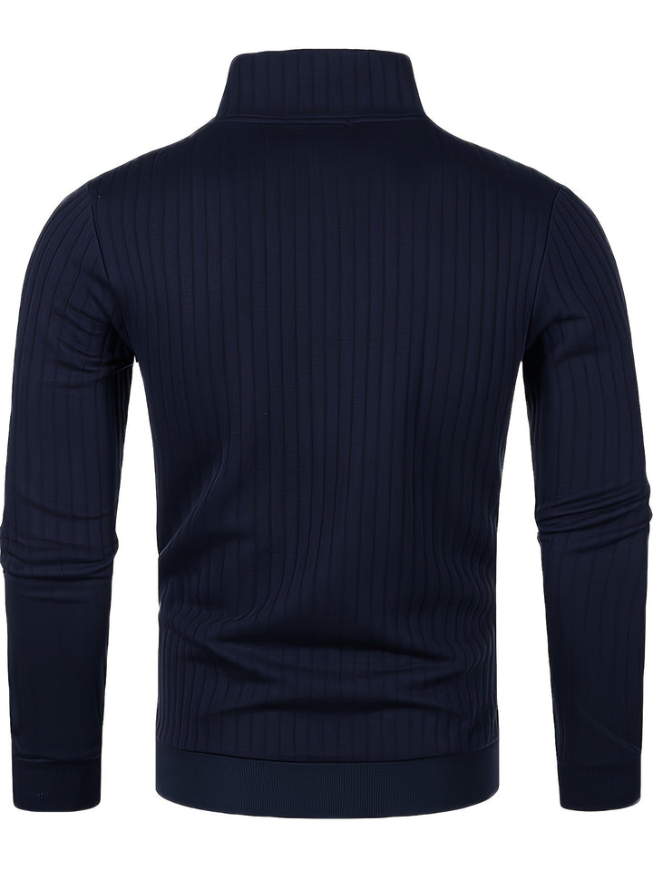 Clark | Ribbed Quarter-Zip Mock Neck Sweater