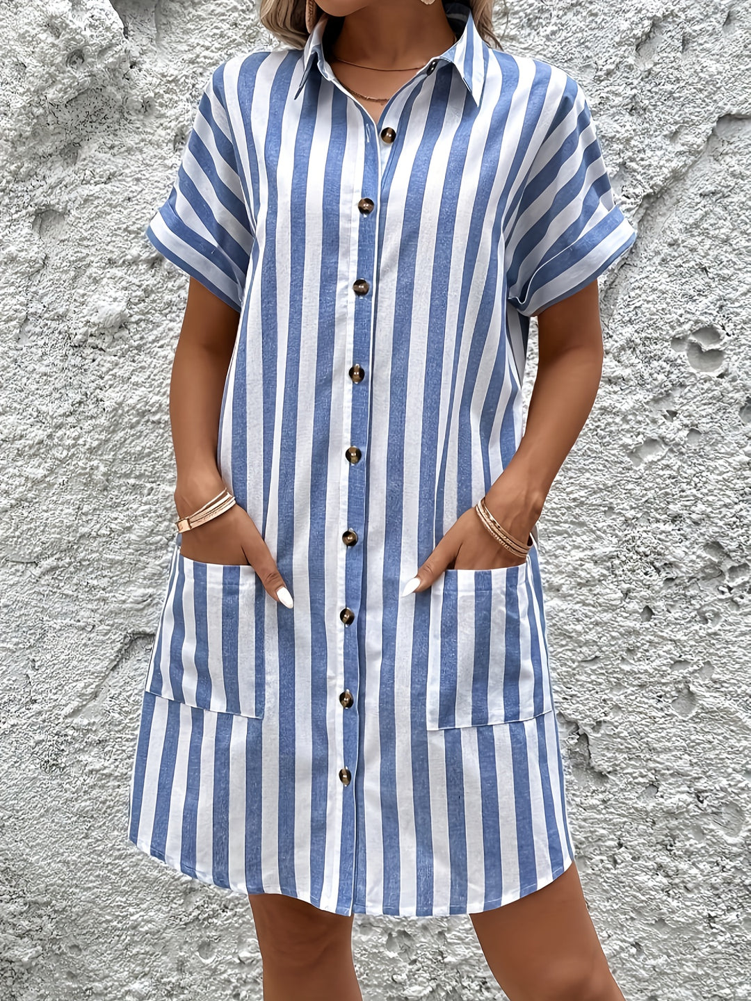 Juliet | Belted Striped Shirt Dress