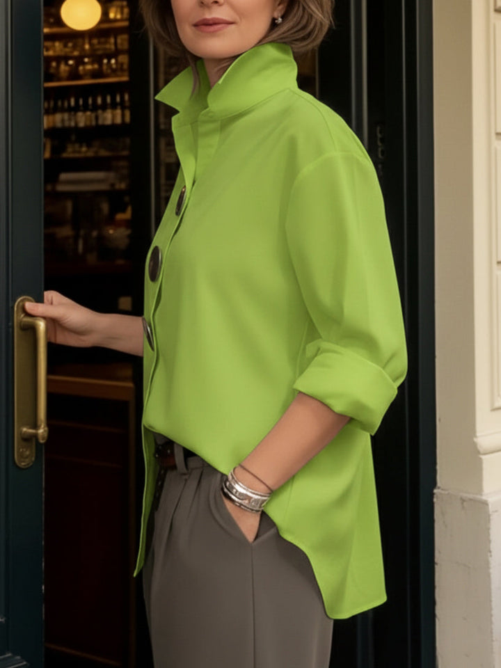 Rowena | Statement Button Stand-Collar Blouse