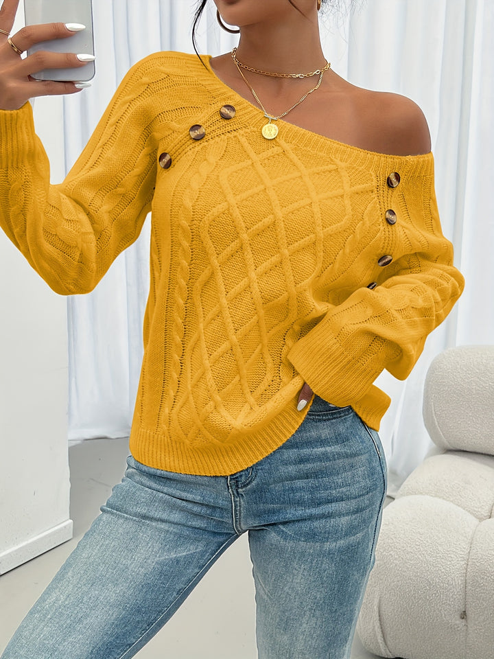 Rosetta | Textured Button-Detail Sweater