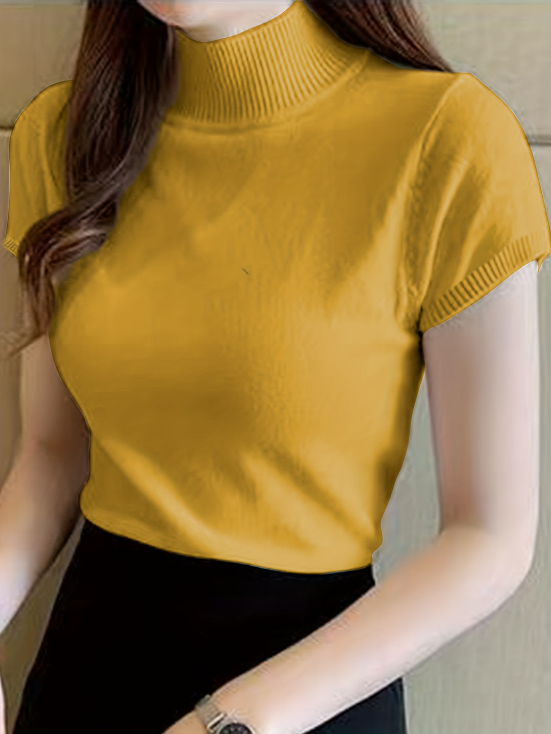 Marnie | Half-Turtleneck Short-Sleeve Top