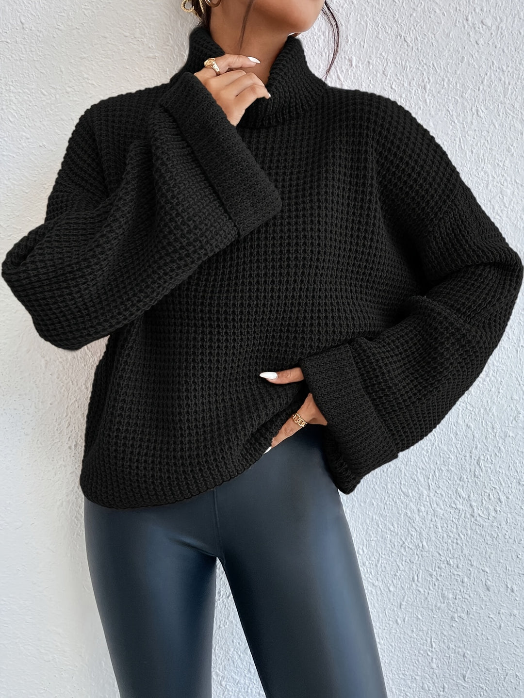Cynthia | Cozy High-Neck Waffle-Knit Sweater