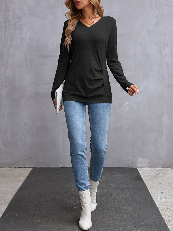 Joanna | Effortless V-Neck Long Sleeve Top