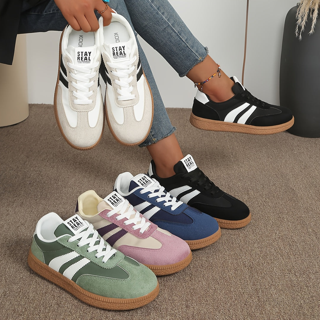 Seraphina | Retro Striped Lace-Up Sneakers