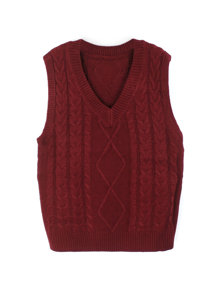 Genevieve | Cable-Knit V-Neck Sweater Vest